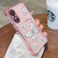 เคสโทรศัพท์แบบนิ่ม สำหรับ OPPO A18/A38/A17 กันกระแทกและกันน้ำที่มุมทั้งสี่ ลายผีเสื้อหลากสีสัน