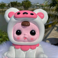 tượng tô màu heo skullpanda size đại có tăng màu cọ khay pha mau