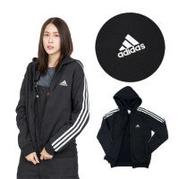 【adidas 愛迪達】Adidas 三條線 棉外套 刺繡logo 刷毛 愛迪達 sport 連帽 外套(1319H%5)