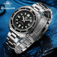Addies Dive Men's 316L Stainless Steel Watch Black Dial Luminous Hand NH35 Automatic Watch Calendar Display Rotating Bezel 200m