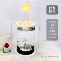 鬥魚專用魚缸帶蓋帶燈圓角方缸水族造景創意桌面玻璃小型迷你魚缸