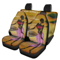 Women Car Front and Back Seat Cover African Culture Design Auto Seat Cover Universal Set of 4pcs for Van Trucks Car Accessories