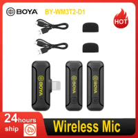 Mini 2.4G Wireless Microphone Lapel Clip-on Mic 50M Transmission Range Built-in Battery for iPhone iPad type-C