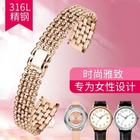 錶帶 錶帶女 女款玫瑰金精鋼代用卡西歐 阿瑪尼 施華洛世奇錶帶 手表鏈 都市時尚