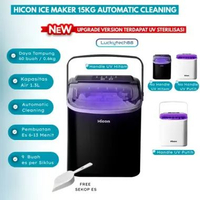 Ice Maker Hicon Machine 15 Kg 24 Jam | Mesin Pembuat Es Batu 6 Menit PUTIH HANDLE UV