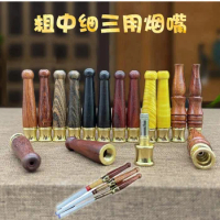 Red Sour Branch Plain Face Filter Cigarette Holder Solid Wood Short Style Thickness Smoking Pipes Accessories Men Gift