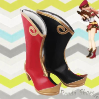 Genshinimpact Yanfei Cosplay Shoes Anime Game Cos Long Black Red Boots Yanfei Cosplay Costume Prop S