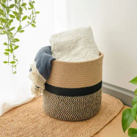 Indoor Planter Flower Pot Holder Large Capacity Hand-woven Cotton Rope Basket Woven Flower Pot Storage Basket