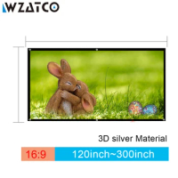WZATCO 3D Projection Screen 280inch 16:9 3D Silver Screen Portable Front Without Frame Can Be Fold for FULL HD 3D Projector