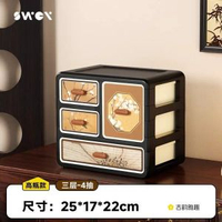 中古風化妝品收納盒｜客廳臥室化妝台收納｜化妝棉置物盒｜保養品置物盒｜高級感收納盒｜復古輕奢化妝盒｜桌面整理收納｜大容量分層收納｜防塵化妝品盒