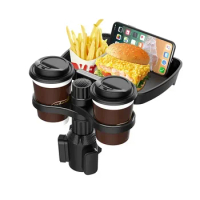 Car Cup Holder Tray 360 Degree Rotation Car Tray Cell Phone Slot Car Food Table Organizer Adjustable Drink Holder Ca Accesories