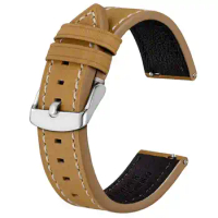 BISONSTRAP Fashion Genuine Leather Strap Men 18mm 19mm 20mm 21mm 22mm Quick Release Calfskin Watch Strap Women Watch Accessories