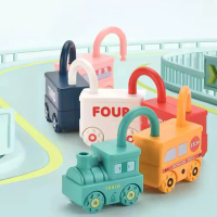 6pcs Set Unlock Vehicles Car Train Alphabet Number Keys Learning & Educational Locks Learning B7L6