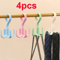 4pcs Rotated Hooks Hanger For Clothes Shoe Rack Closet Organizer Hanging Bag Belt Clothes Hanger Space Saver Storage Organizer