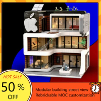 2586PCS Apple‘s Store Modular MOC Creative street view Model Building Blocks Architecture Education Assembly Model Toys Gifts