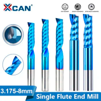 XCAN Milling Cutter 1pc 4/6mm Shank 1 Flute End Mill Carbide End Mill Blue Coating CNC Router Bit Single Flute End Mill