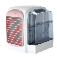 USB Mini Portable Air Conditioner Air Water Cooler Table Fan with Light