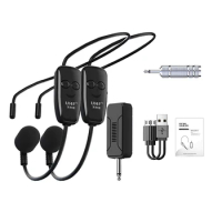 UHF 600-900Mhz One For Two Wireless Headset Microphone Mic System with Receiver For Speakers Audio Equipment For Teaching Guides