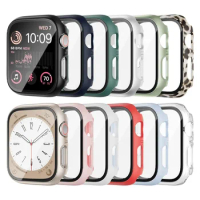 Tempered Glass+Cover For Apple Watch case 44mm 40mm 42mm 38mm Accessories Screen Protector iWatch series SE 6 5 4 3 2 1 PC case