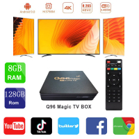 Q96 Magic Android Tv 9.0 Hisilicon HI3798M WIFI 2.4G 5G 4K HDR10 Multimedia player H.265 teater rumah IPTV 8GB 128GB