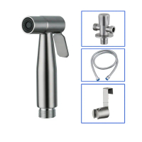 【Store up 收藏】304不鏽鋼 免釘式馬桶沖洗器噴槍 婦洗器-含1.5M軟管 雙通角閥 免釘安裝座(AD214)