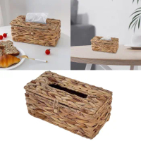 under Bed Wooden Storage Woven Water Hyacinth Handkerchief Box Tape Woven Rattan Cover Sanitary Paper Box Storage Box Pumping