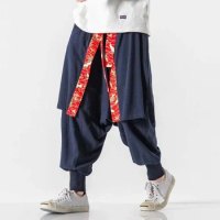 Japanese Fashion Samurai Clothing Men's Yukata Plus Size Traditional Kimono Pants Fall Winter Casual Harajuku Casual Streetwear