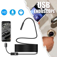 5MM Android Endoscope Camera 3 IN1 Micro USB Type C Borescope Mini Camera Waterproof LED Car Inspection For SmartPhone PC 1M 2M