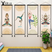 泰式瑜伽館背景墻裝飾畫健身房布藝掛畫東南亞舞蹈室壁毯走廊掛毯