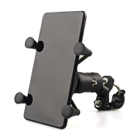 360 Rotating Motorcycle Phone Holder Bicycle Phone Holder Adjustable Handlebar Support Moto Mount Card slots For 3.5-6.3 inch