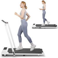 2 in 1 Foldable Treadmill 3.0HP Under Desk Treadmill Electric Walking Pad with APP Remote Control and LED Display Indoor Treadmi