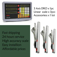Complete Set SINO 3 Axis Digital Readout DRO Kit SDS3MS and 3pcs KA300 5um Ruler Linear Scale Optical Encoder Lathe Milling