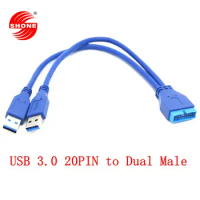 usb3.0 Reverse usb cable 2AM-20p conversion cable Mainboard 20PIN to double A male extension cable