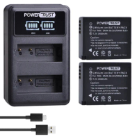 PowerTrust 2Pc DMW-BLG10 DMW-BLE9 DMW-BLE9E BP-DC15 battery+LED Dual USB Charger for Panasonic LUMIX GF5 GF6 GX7 LX100 GX80 GX85