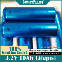 3.2V Lifepo4 Lithium Battery 38120 Cell 10Ah STD Discharge 30A Max 50A for 12V Ebike UPS Power Lights EV Battery Pack