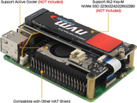Geekworm X1001 PCIe to M.2 HAT Key-M NVMe SSD PIP PCIe Peripheral Board สำหรับ Raspberry Pi 5 รองรับ
