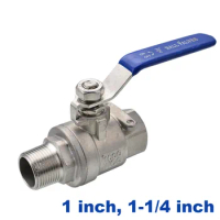 High quality Type Two Ball valve Stainless steel DN25/DN32 1 inch 1-1/4" Female to male thread SS304 316 2 way Ball Valve