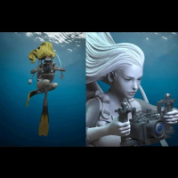Unassambled 1/24 MODERN GIRL diving Resin figure miniature model kits Unpainted