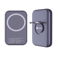 【MAXIA】5000mAh 自帶支架無線快充磁吸行動電源-銀河紫(15W無線磁吸快充 20W最高輸出)
