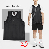 Nike 背心 Jordan Essentials Jerseys 黑白 男款 細條紋 印花 喬丹 23 無袖 DM1381-010