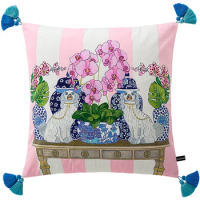 Orchid Pillows Luxury Retro Dog Cushion Case Pink Decorative Pillow Cover For Sofa 45x45 50x50 60x60 Living Room Home Decoration