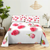 Home Bedsheets Pink Rose Single Bedsheet Fashion Design Flowers Sheets Queen Size Bed Sheets Set Bed Sheets and Pillowcases