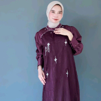 kareena Dress Kondangan Gamis Lebaran Brukat Cantik Payet Satin Mewah Pesta