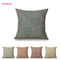 William Morris Classic Flower Pattern Apply Bay Leaf Marigold Design Cotton Linen Decorative Sofa Pillow Case Car Cushion Cover