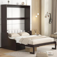 Queen Size Murphy Bed Wall Bed with Cushion, Multi-function, Easy-to-Use, Space-Saving, for Home Office, or Home Gym