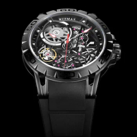 RUIMAS 2022 New Men Automatic Sports Skeleton Wristwatch CITIZEN Mechanical Sapphire Crystal Silicone Band 50M Waterproof 6778