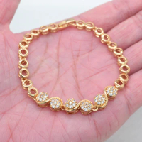 Gold Color Women Fashion Clear CZ Infinity Symbol Charm Bracelet Jewelry