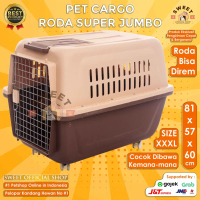 PET CARGO RODA  JUMBO SIZE 3XL 81x57x60 - PET CARRIER (BONUS TRAY) - KANDANG CARGO ANJING KUCING JUM