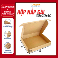 Combo 100 Hộp CARTON Nắp Gài Sẵn Size 30x20x10, Giấy KRAFT Nâu Sóng E 3 Lớp Cứng Cáp Đóng Hàng, Hộp 