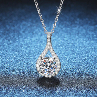925 kalung perak sterling Moissanite diamond liontin air ta laikat 1 karat dan batu perta berrna D